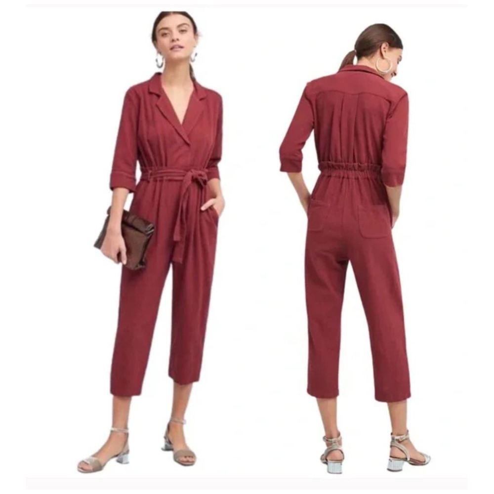 Women's Rust Red Belted Jumpsuit